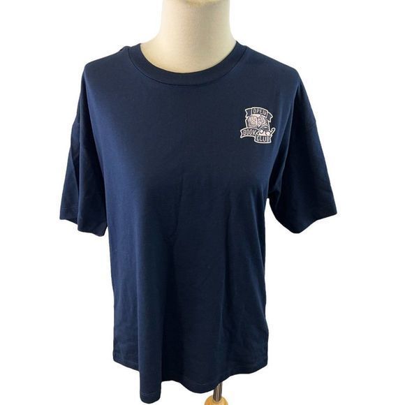 NWOT ABOUND Navy Blue Crew Neck Open Book Club Tee (S) - Picture 8 of 8